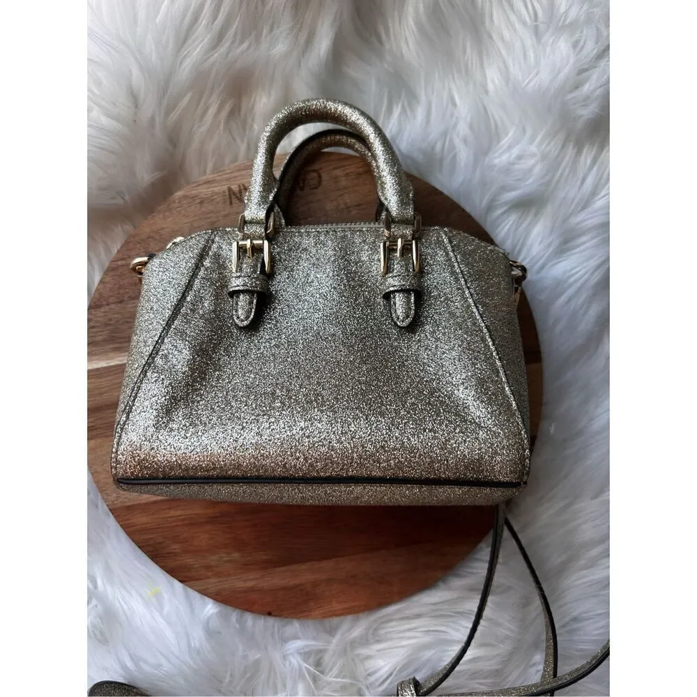 Michael Kors Ciara XS Mini crossbody leather bag gold color